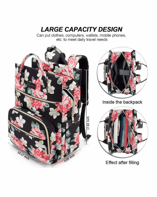 Floral Laptop Backpack Purse for Girls