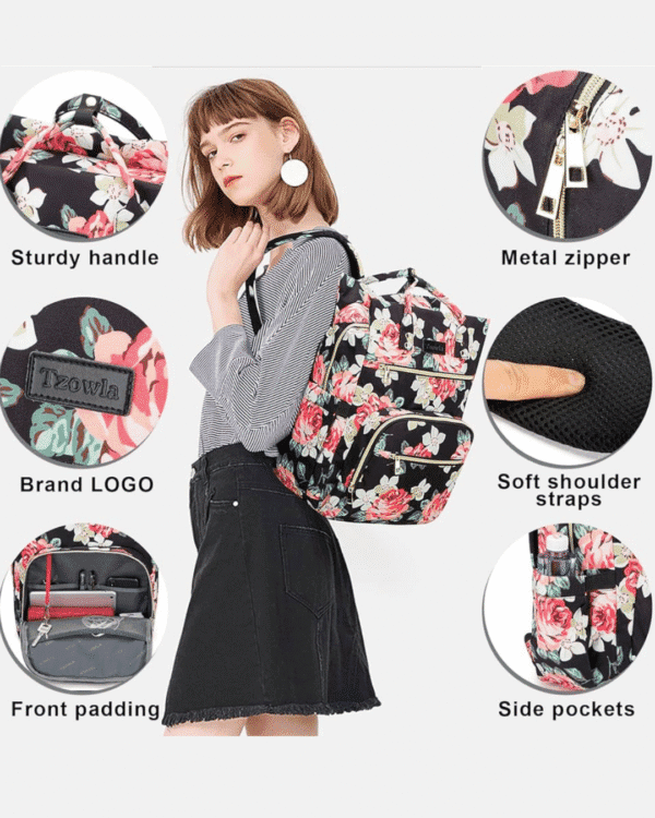 Floral Laptop Backpack Purse for Girls