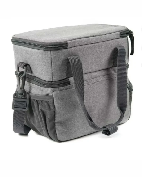 Griffin Gray Jumbo Dual Compartment Lunch Box + Free Lunch Box Strap